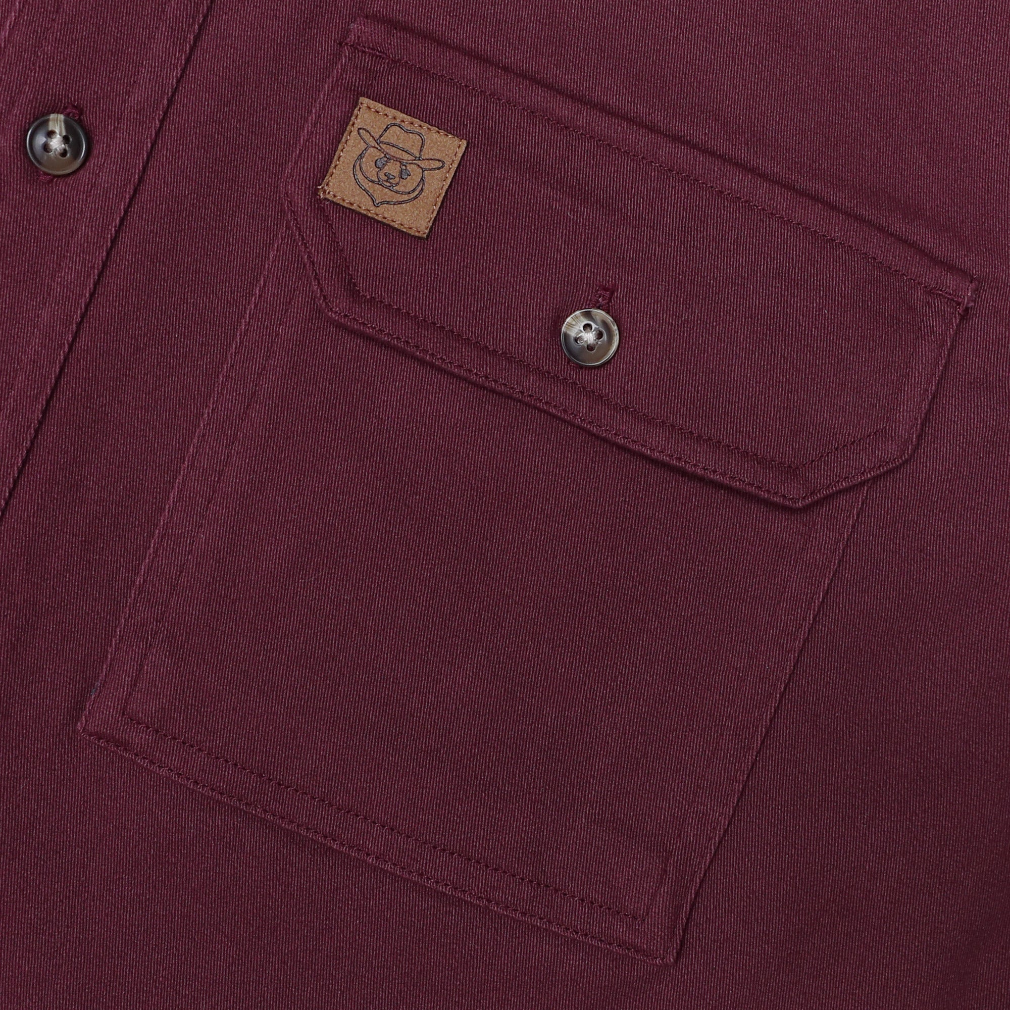 Men's outdoor casual short sleeve Burgundy Solid shirt #1510