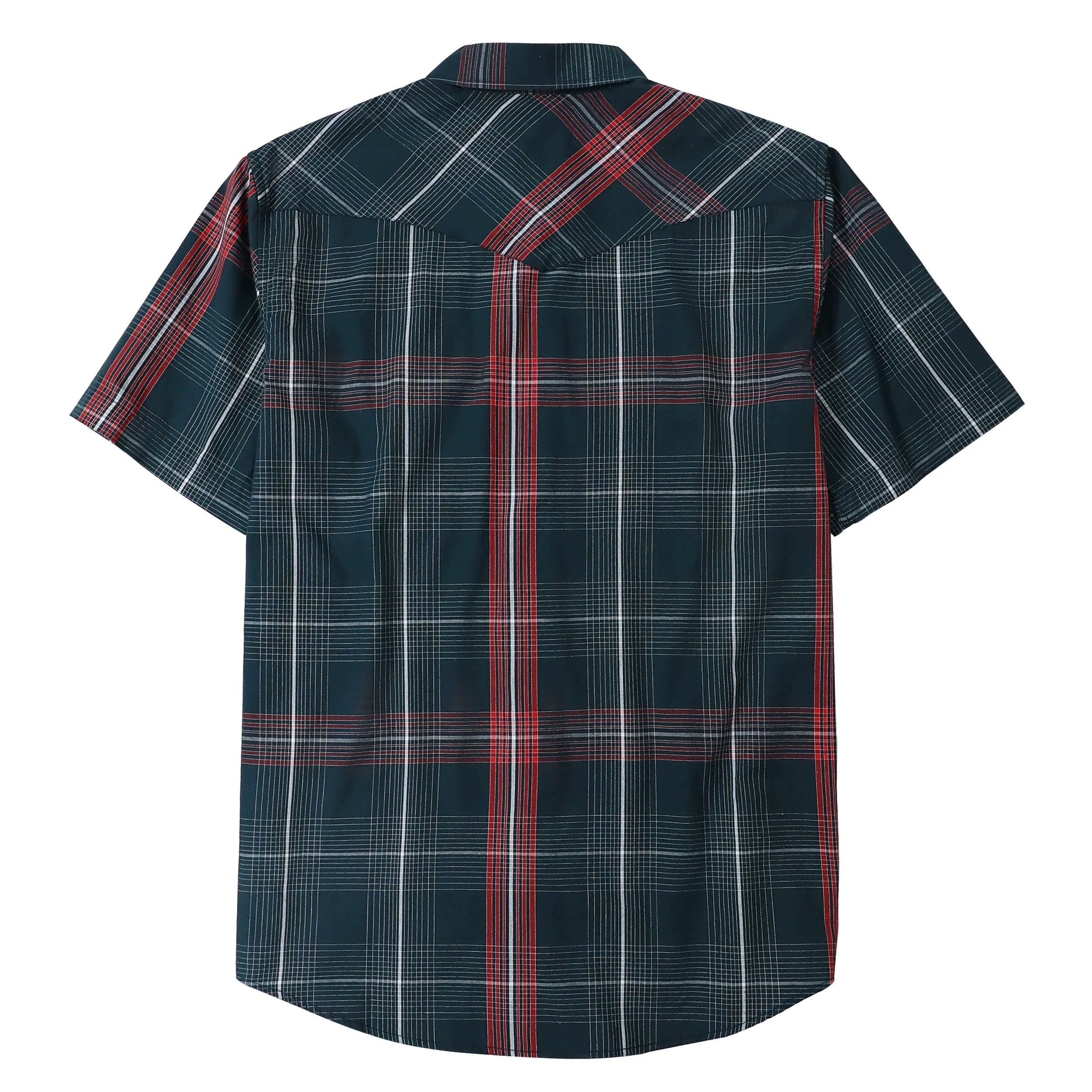 Dubinik® Western Shirts for Men Short Sleeve Plaid Pearl Snap Shirts for Men Button Up Shirt Cowboy Casual Work Shirt#41030