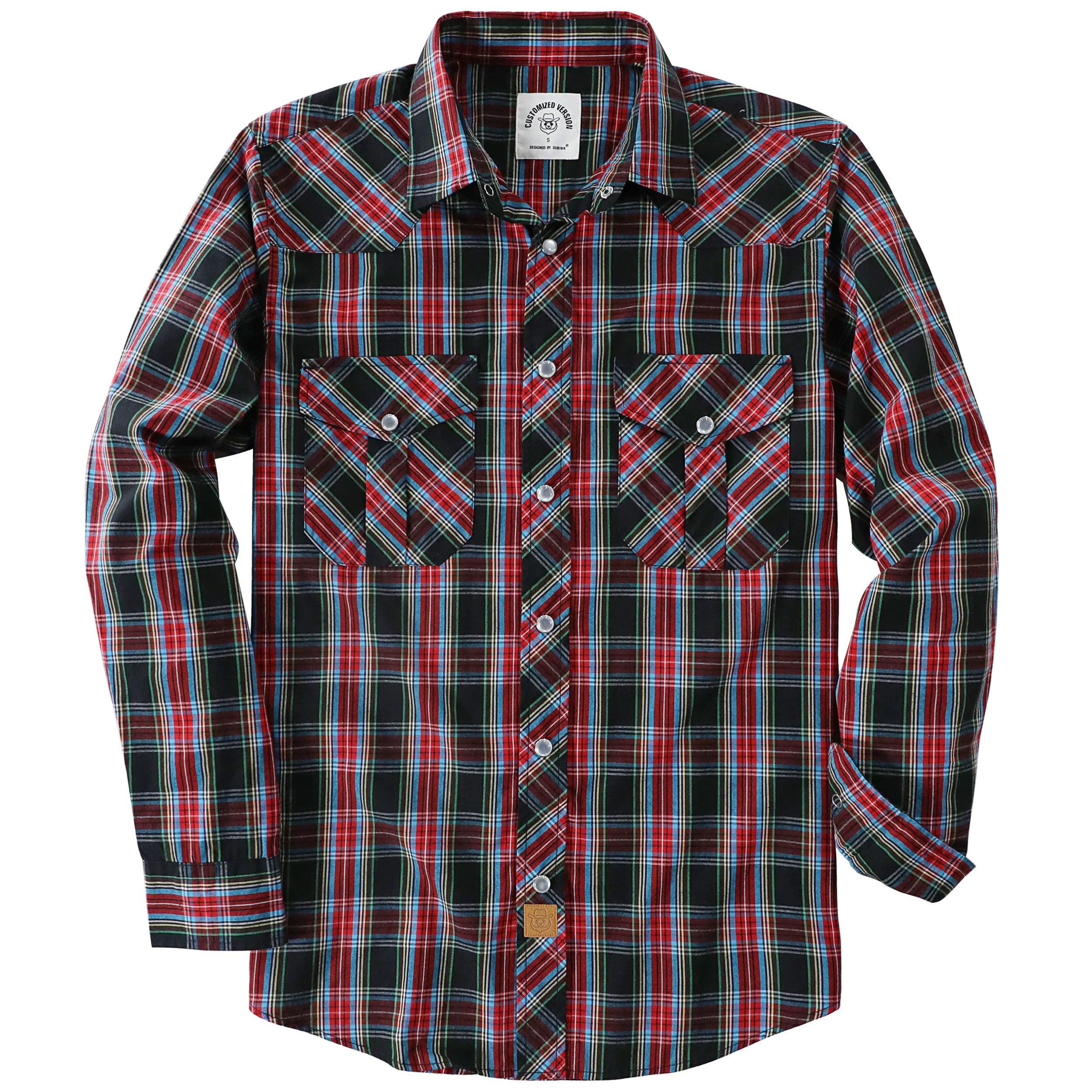 Dubinik® Pearl Snap Shirts for Men Long Sleeve Western Shirts for Men Vintage Casual Plaid Shirt Cowboy Shirts for Men#42011