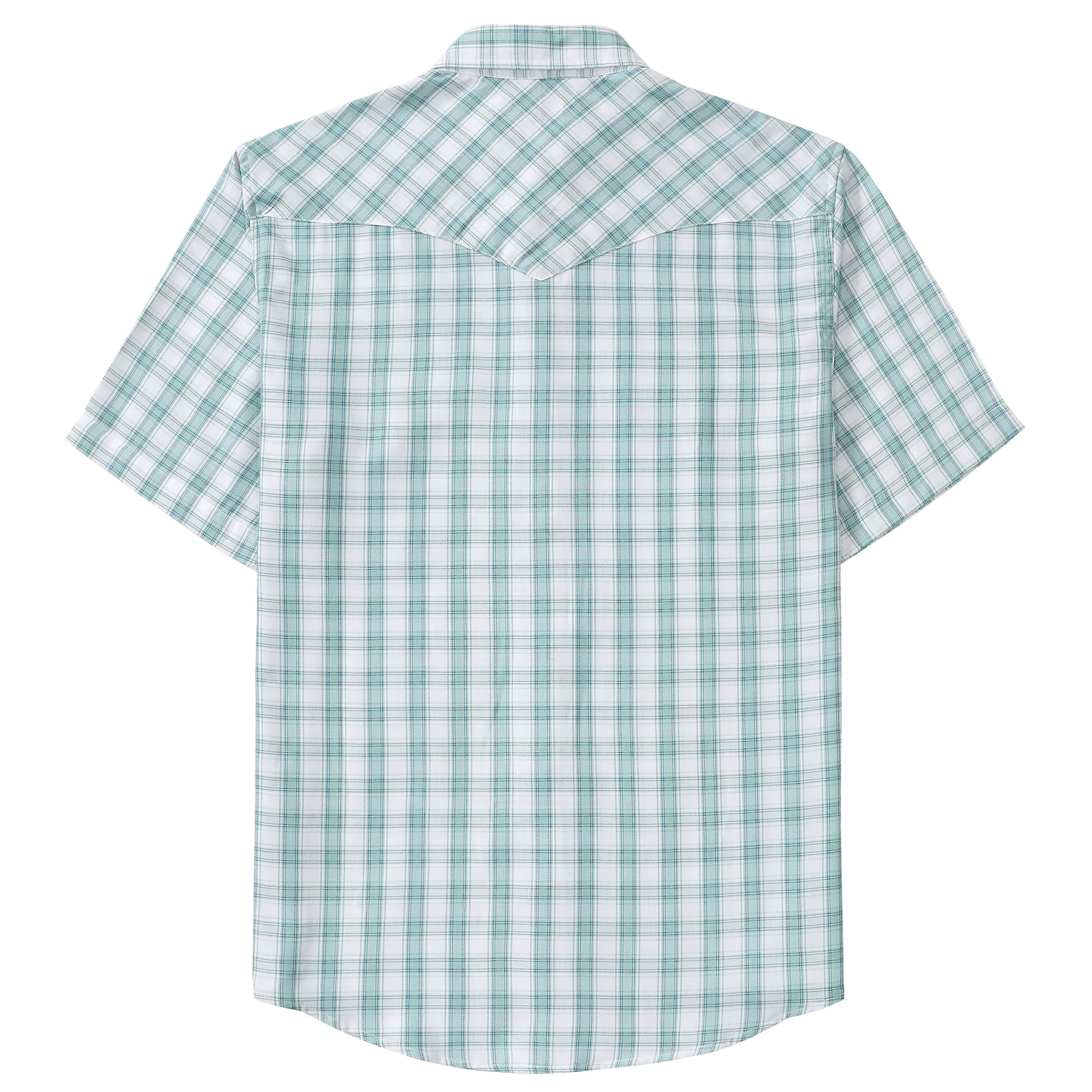 Dubinik®Bamboo Fiber Mens Shirts Short Sleeve Green Plaid Shirt Men Western Cowboy Pearl Snap Vintage Casual Plaid Shirt #2907