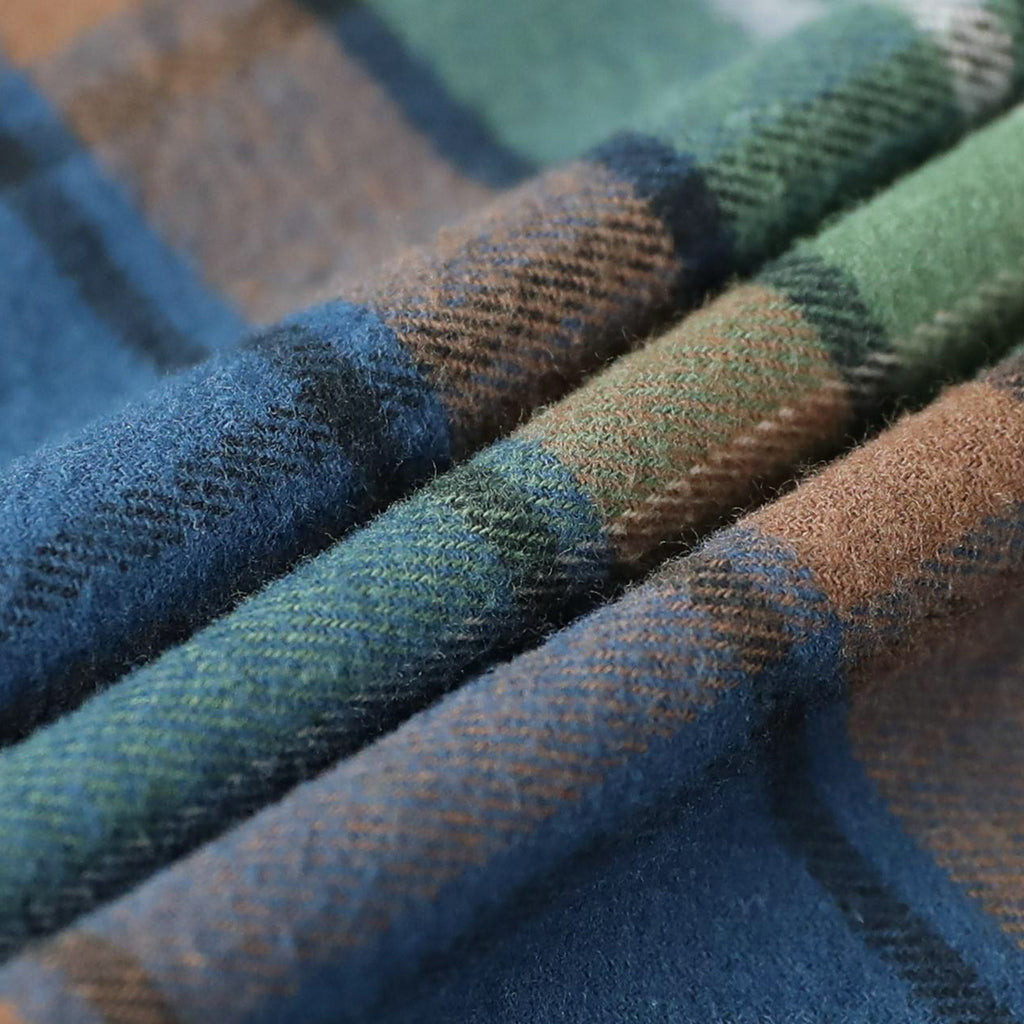 Dubinik® Mens Long Sleeve Midweight Flannel Shirt Warm Casual Soft Cotton Button Down Plaid Shirt #3405