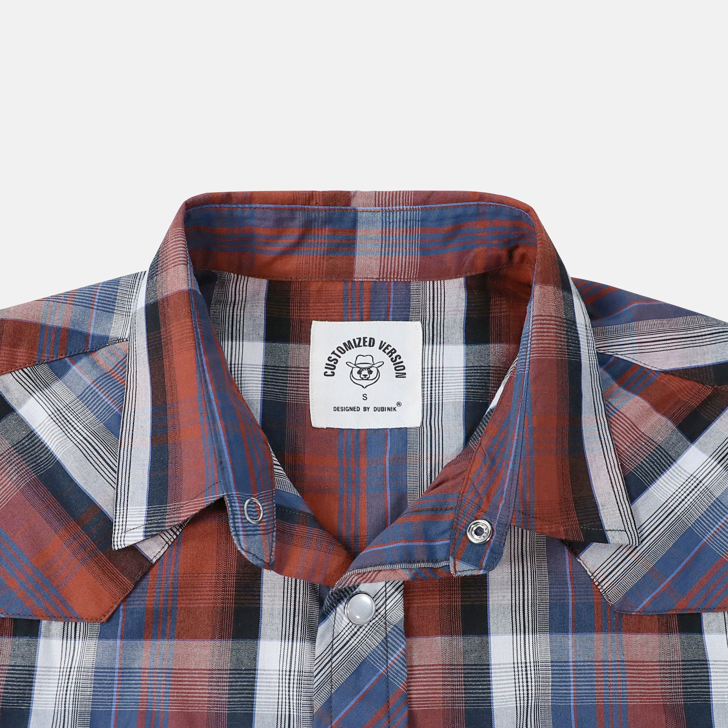 Dubinik® Pearl Snap Shirts for Men Long Sleeve Western Shirts for Men Vintage Casual Plaid Shirt Cowboy Shirts for Men#42003