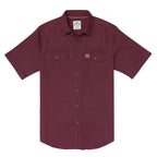 Men's outdoor casual short sleeve Burgundy Solid shirt #1510