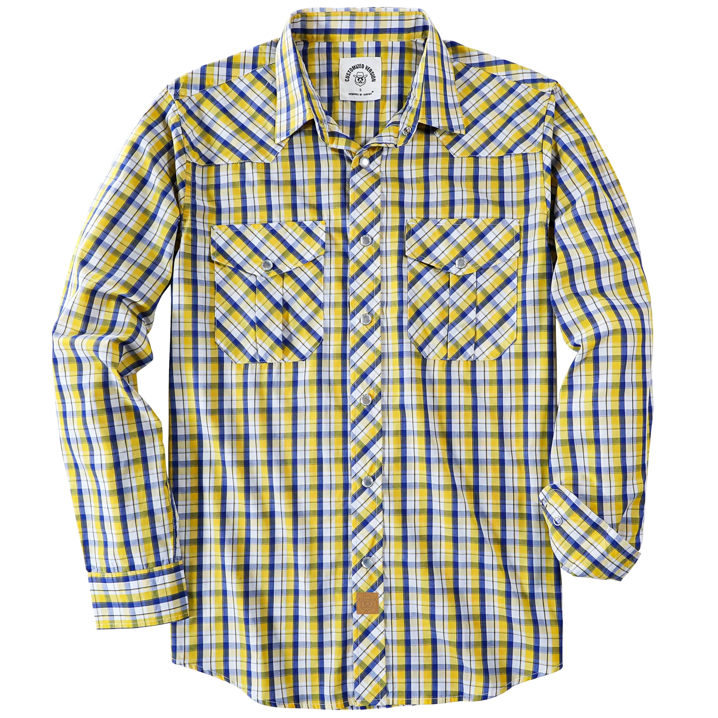 Dubinik® Pearl Snap Shirts for Men Long Sleeve Western Shirts for Men Vintage Casual Plaid Shirt Cowboy Shirts for Men#42012