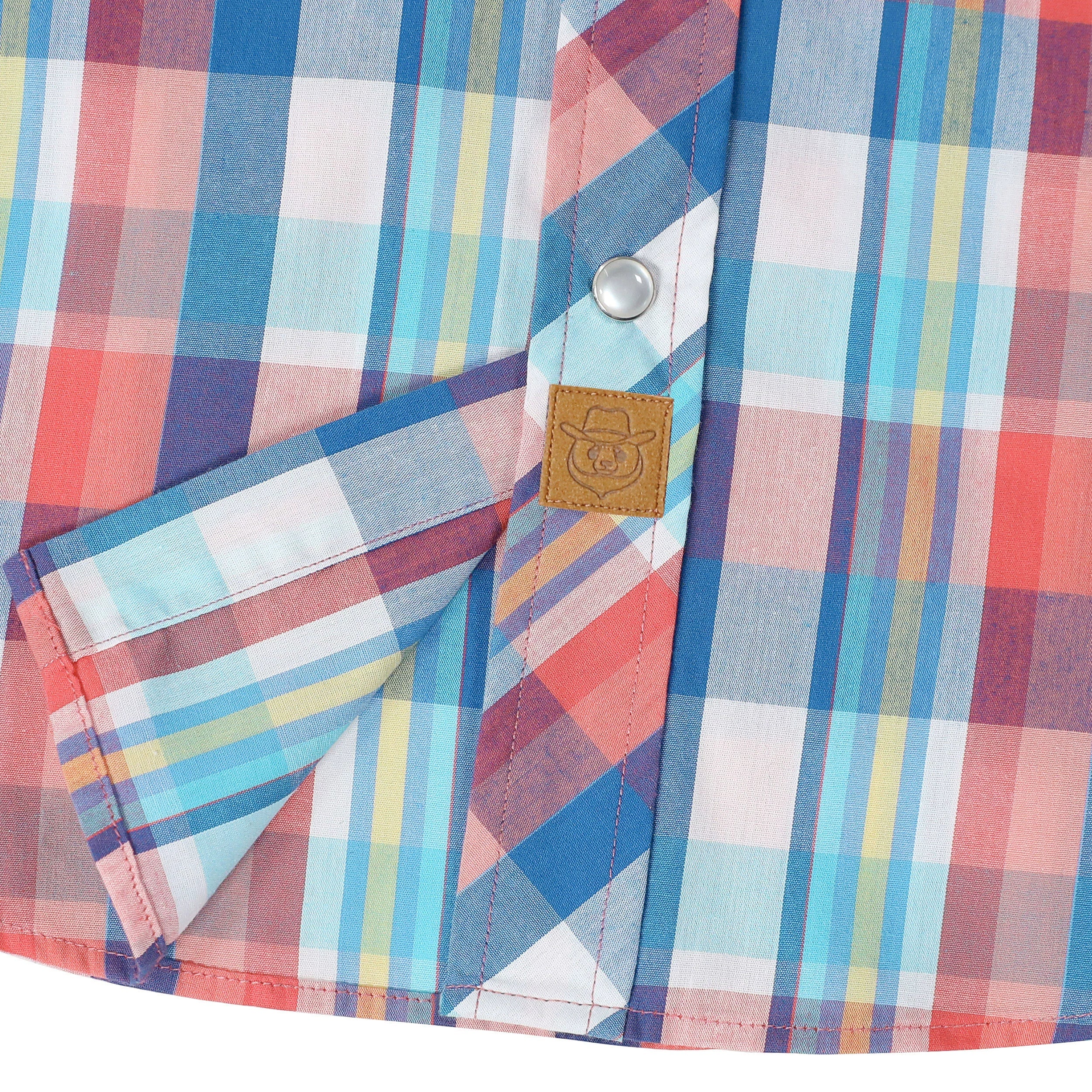 Dubinik® Western Shirts for Men Short Sleeve Plaid Pearl Snap Shirts for Men Button Up Shirt Cowboy Casual Work Shirt#41021