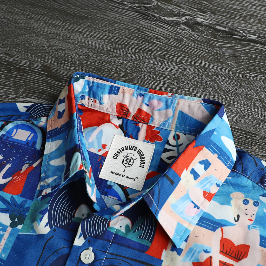 Hawaiian Shirt for Men Aloha Tropical Short Sleeve Button Down Print Beach Shirts #2607