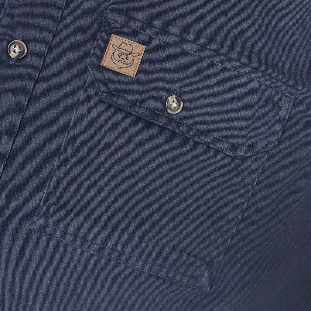 Men's outdoor casual short sleeve Navy Solid shirt #1509